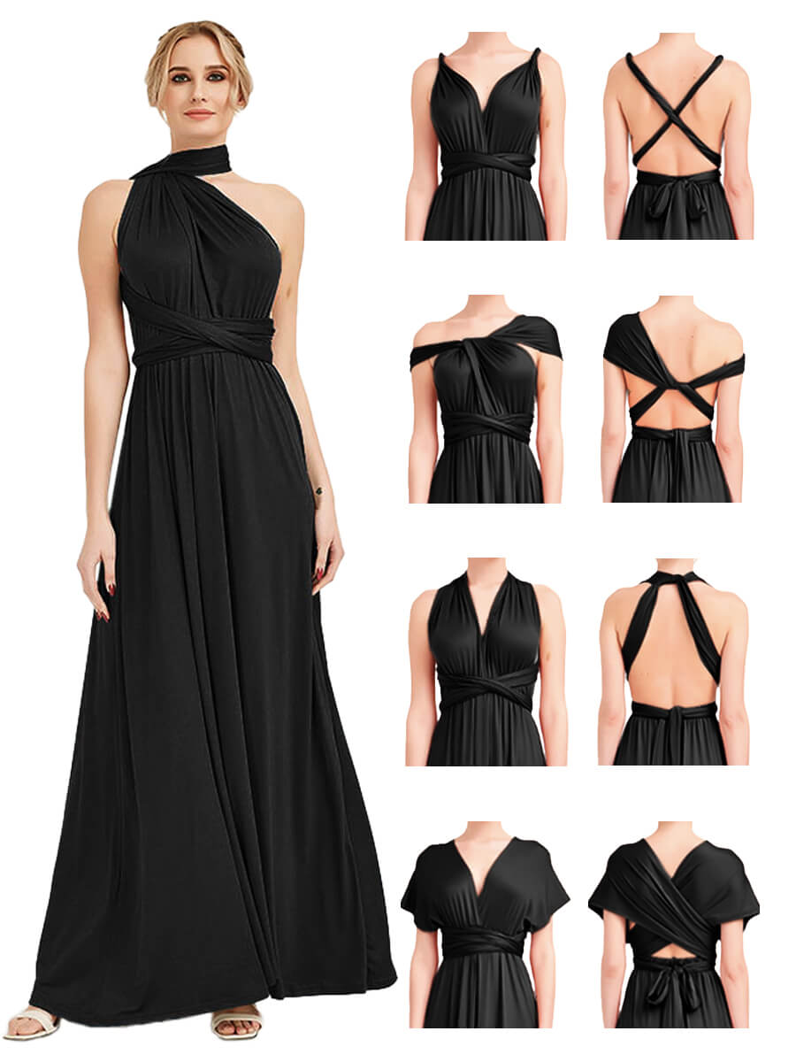 [Final Sale] Black Infinity Wrap Bridesmaid Convertible Dress