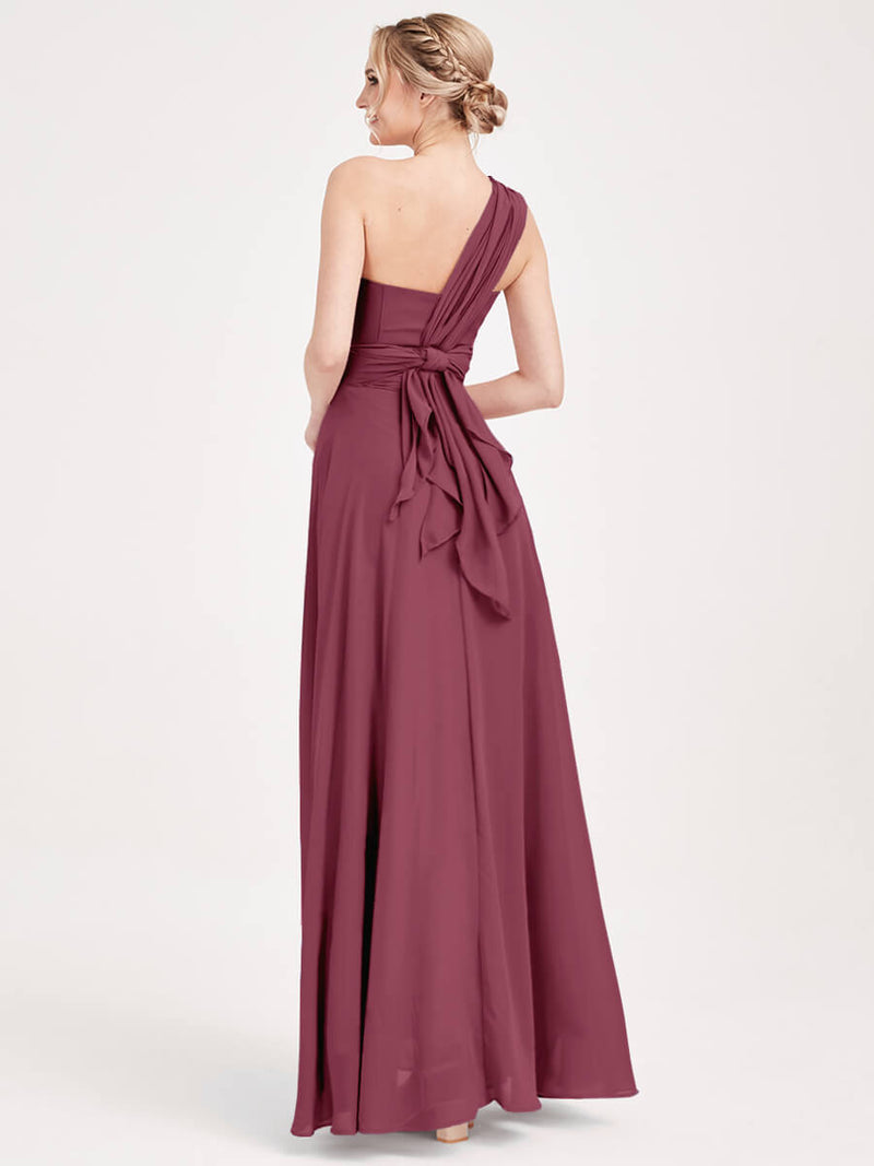 Mulberry Multi Ways Wrap Convertible Bridesmaid Dress Strapless Chiffon A-line Gown For Bridesmaid Party - CHRIS