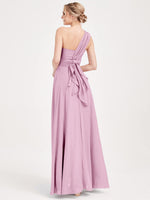 Mauve Multi Ways Wrap Convertible Bridesmaid Dress Strapless Chiffon A-line Gown For Bridesmaid Party - CHRIS