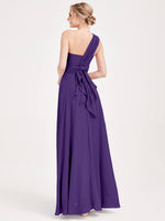 Royal Purple Multi Ways Wrap Convertible Bridesmaid Dress Strapless Chiffon A-line Gown For Bridesmaid Party - CHRIS