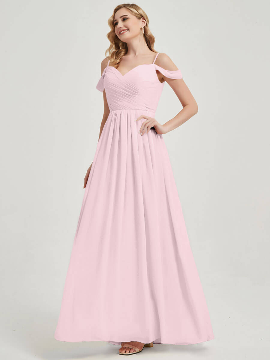 Blush Pleated Pleated Bridesmaid Dress Ellen