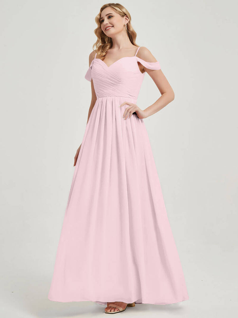 Blush Pleated Pleated Bridesmaid Dress Ellen