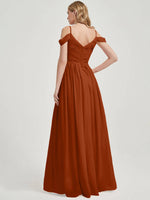 Burnt Orange Pleated Bridesmaid Dress Ellen