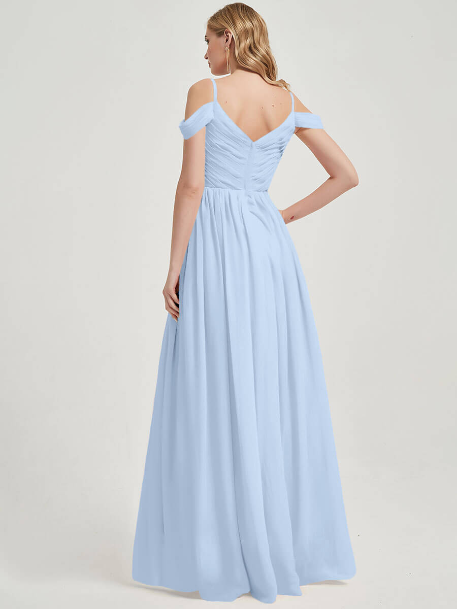 Cornflower Blue Pleated Pleated Bridesmaid Dress Ellen