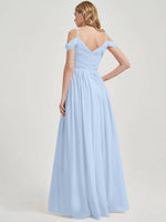 Cornflower Blue Pleated Bridesmaid Dress 
