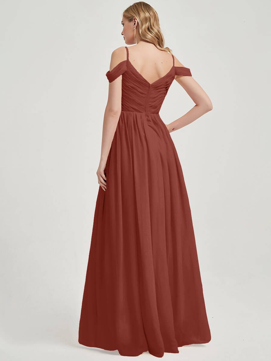 Cinnamon Rose Pleated Pleated Bridesmaid Dress Ellen