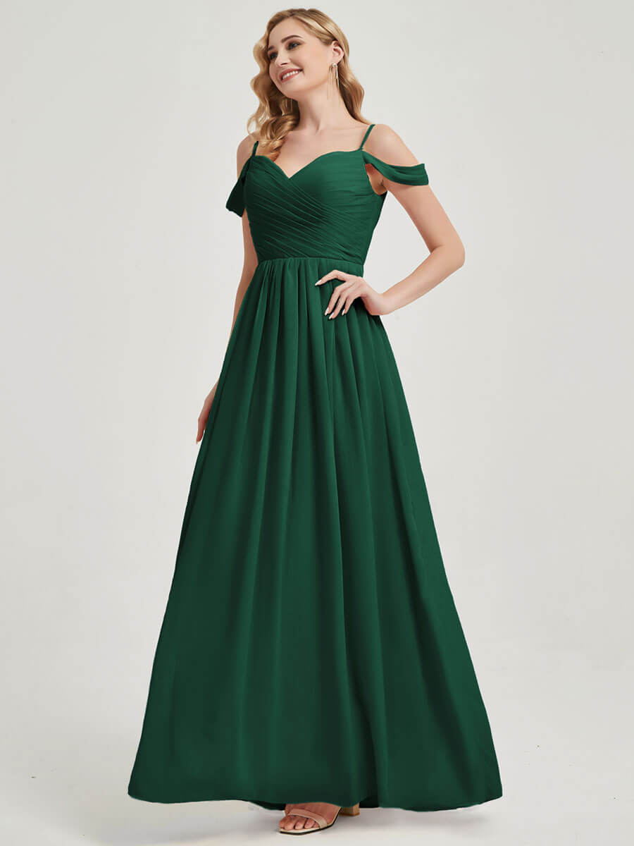 Emerald Green Pleated Bridesmaid Dress Ellen