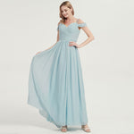 Chiffon fabric and cold-shoulder Pleated Bridesmaid Dress Ellen