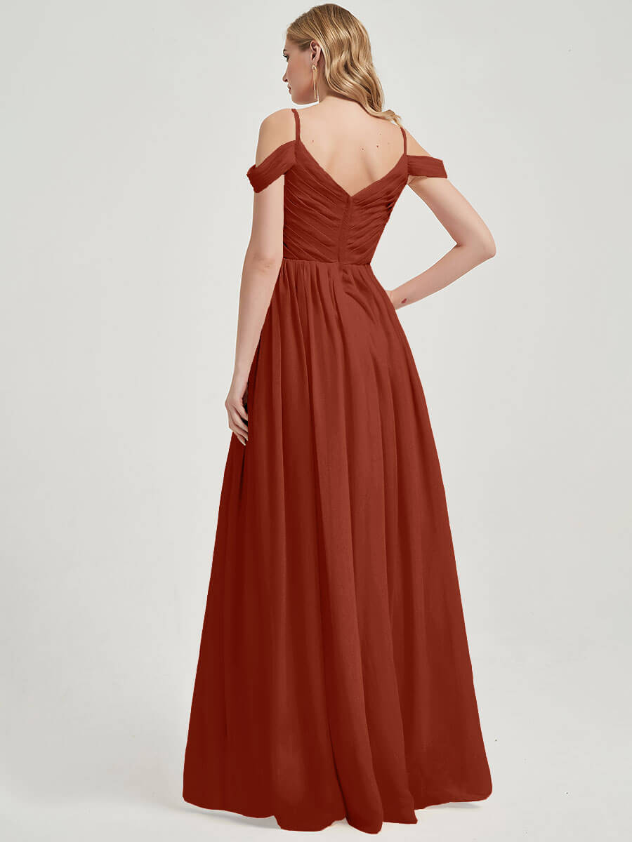 Rusty Red Pleated Pleated Bridesmaid Dress Ellen