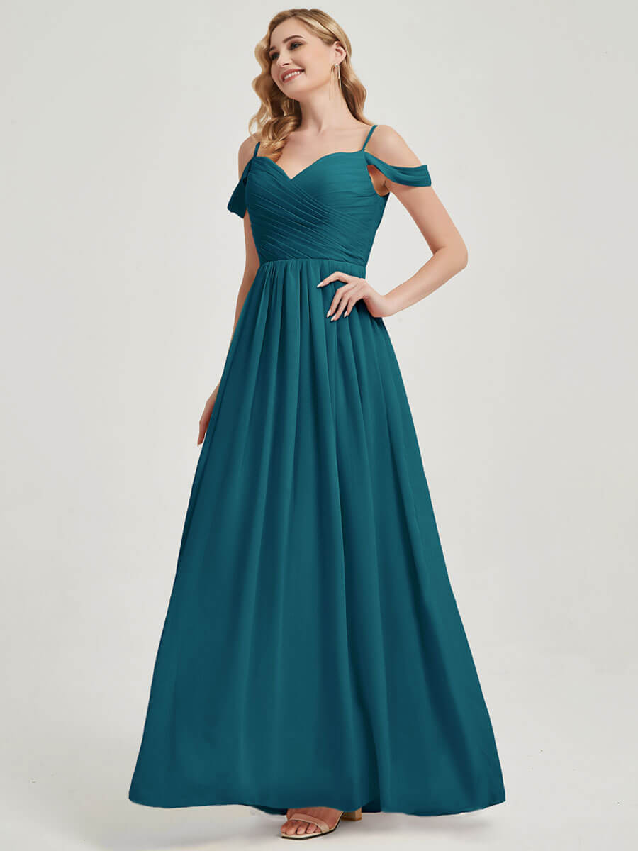 Teal Pleated Bridesmaid Dress Ellen