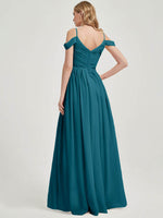 Teal Pleated Bridesmaid Dress Ellen