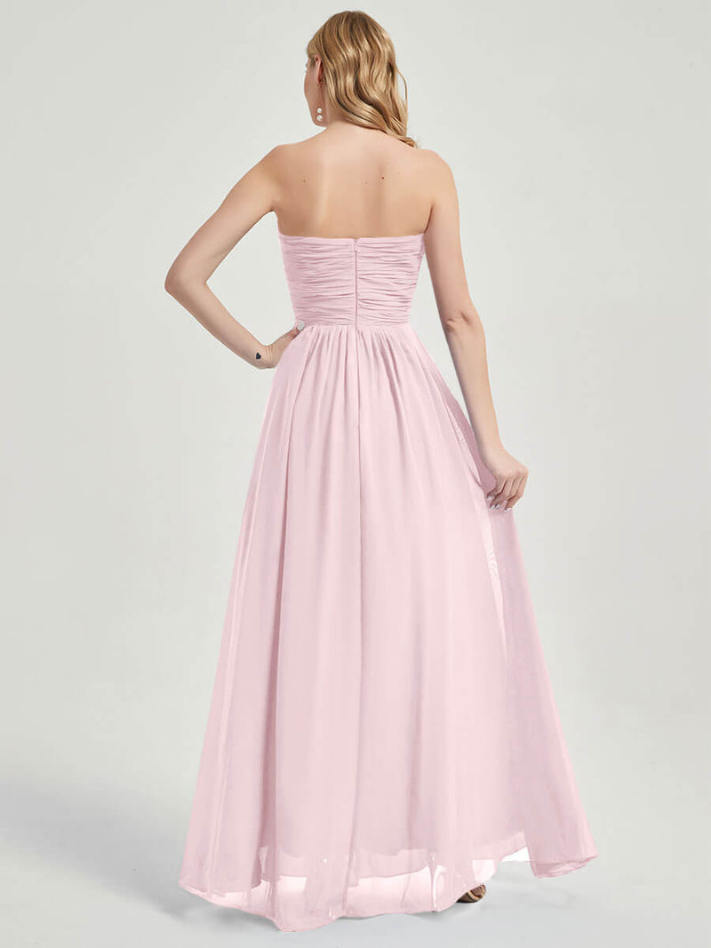 Blush Strapless Chiffon Maternity Bridesmaid Dress-Leela