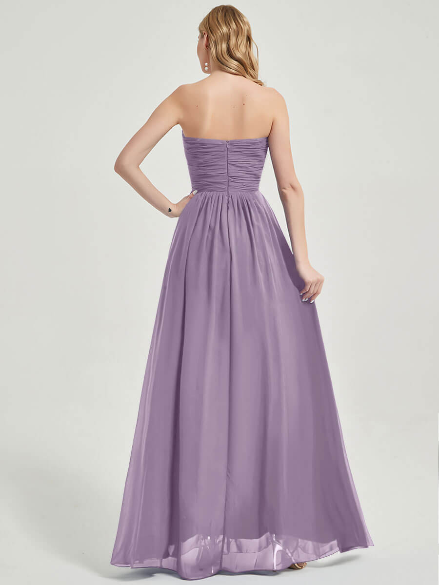Dusty Purple Sweetheart Strapless Chiffon Maternity Bridesmaid Dress NZ Bridal Dusty Purple Sweetheart Strapless Chiffon Maternity Bridesmaid Dress NZ Bridal