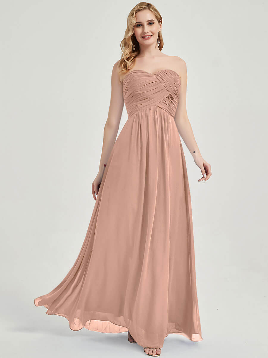 English Rose Strapless Chiffon Maternity Bridesmaid Dress-Leela