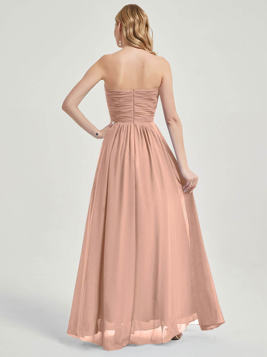 English Rose Strapless Chiffon Maternity Bridesmaid Dress-Leela