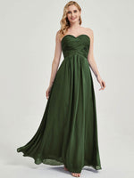 Olive Long Chiffon Maternity Bridesmaid Dress-Leela