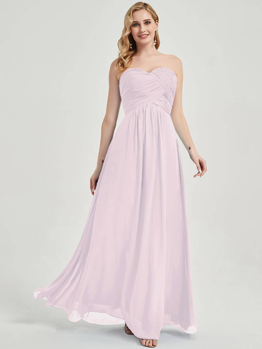 Pale Rose Strapless Chiffon Maternity Bridesmaid Dress-Leela