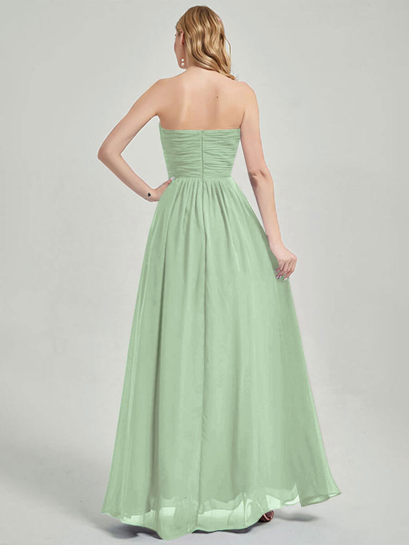 Sage Green Long Chiffon Maternity Bridesmaid Dress-Leela