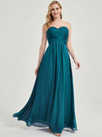 Teal Long Chiffon Maternity Bridesmaid Dress-Leela