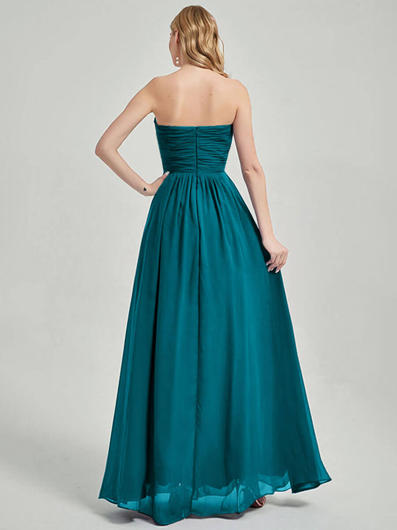 Teal Long Chiffon Maternity Bridesmaid Dress-Leela