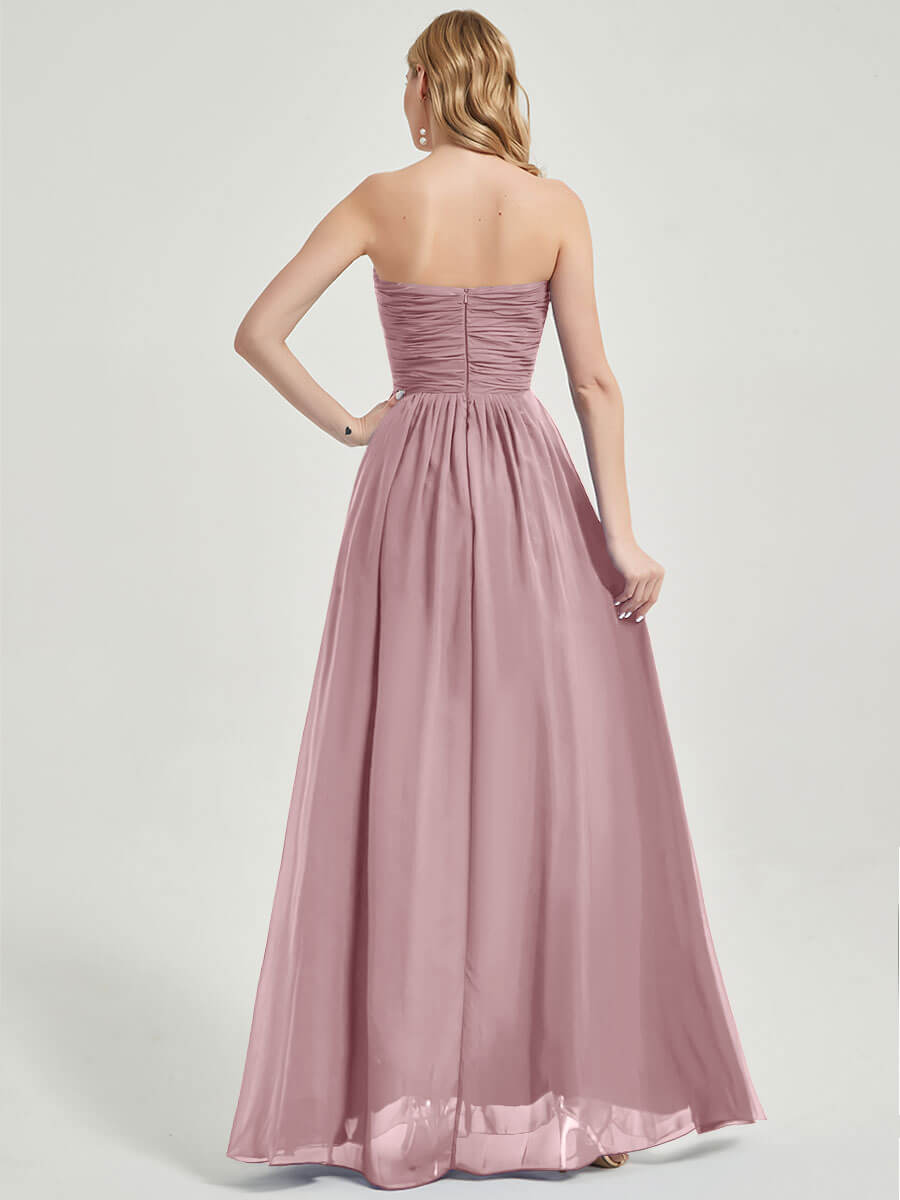 Vintage Mauve Strapless Maternity Bridesmaid Dress-Leela