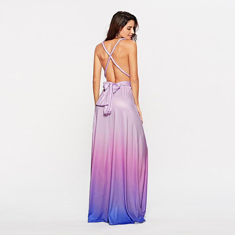 [Final Sale]Women's Gradient Burgundy Infinity Wrap Bridesmaid Dress