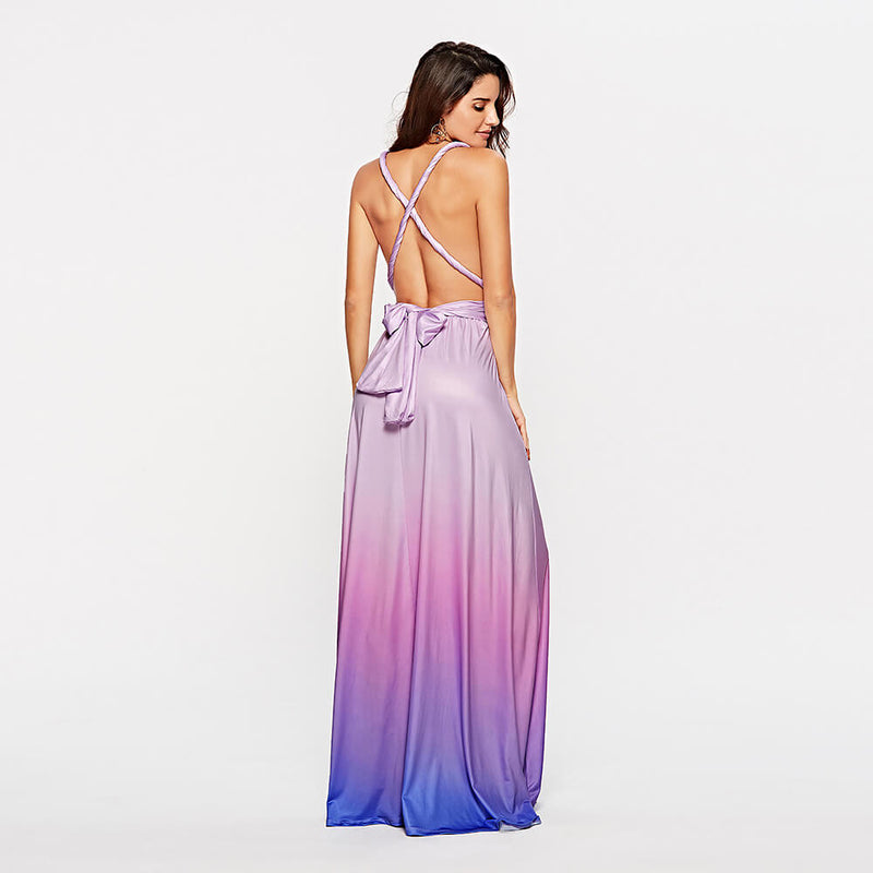 [Final Sale]Women's Gradient Champagne Infinity Wrap Bridesmaid Dress