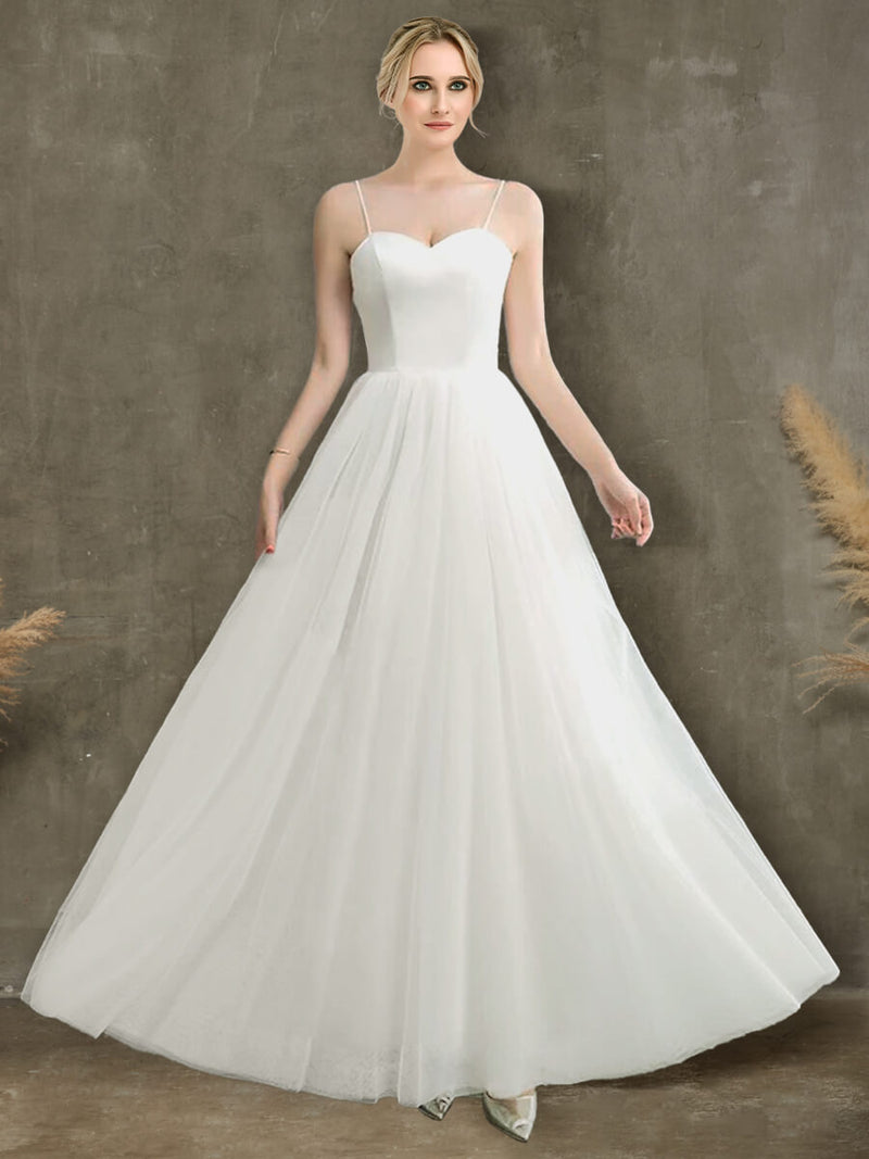 White Grace Ballet Spaghetti Straps Sweetheart Satin Tulle Short Bridal Dress from NZ Bridal