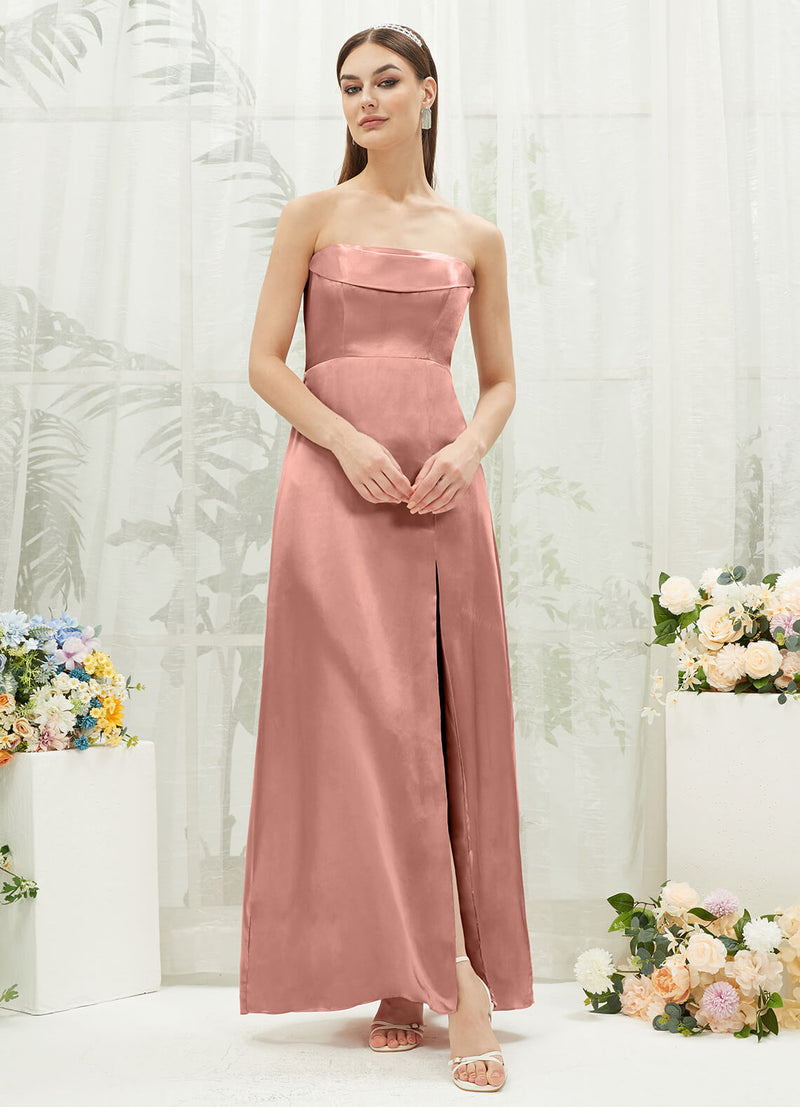 dusty pink satin bridesmaid dresses Custom-made Satin Mermaid bubblegum bridesmaid dresses in Dusty for Spring/Summer Weddings, Countryside Garden, and Formal Parties