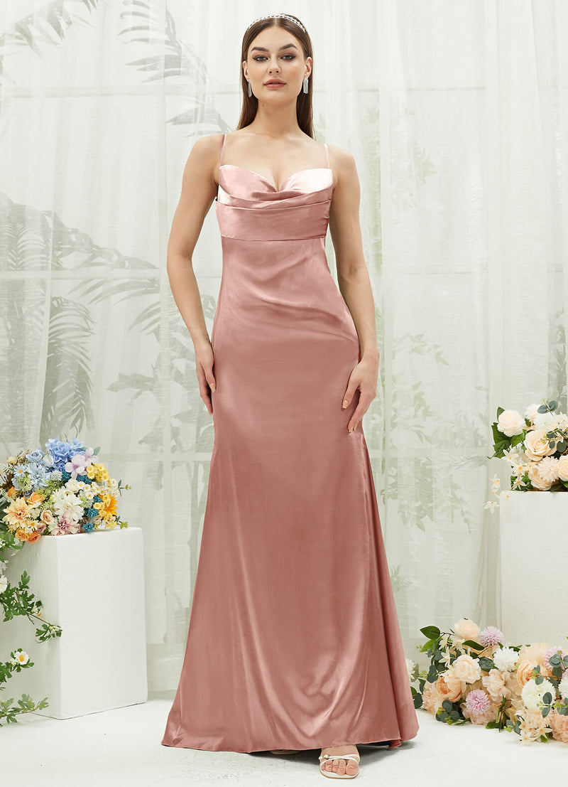 Dusty Pink Satin Cowl Neck Adjustable Straps Backless Long Bridesmaid Dress Change Color From Swatches / 2X / N20 Dusty Pink Satin Cowl Neck Adjustable Straps Backless Long Bridesmaid Dress Change Color From Swatches / 2X / N20
