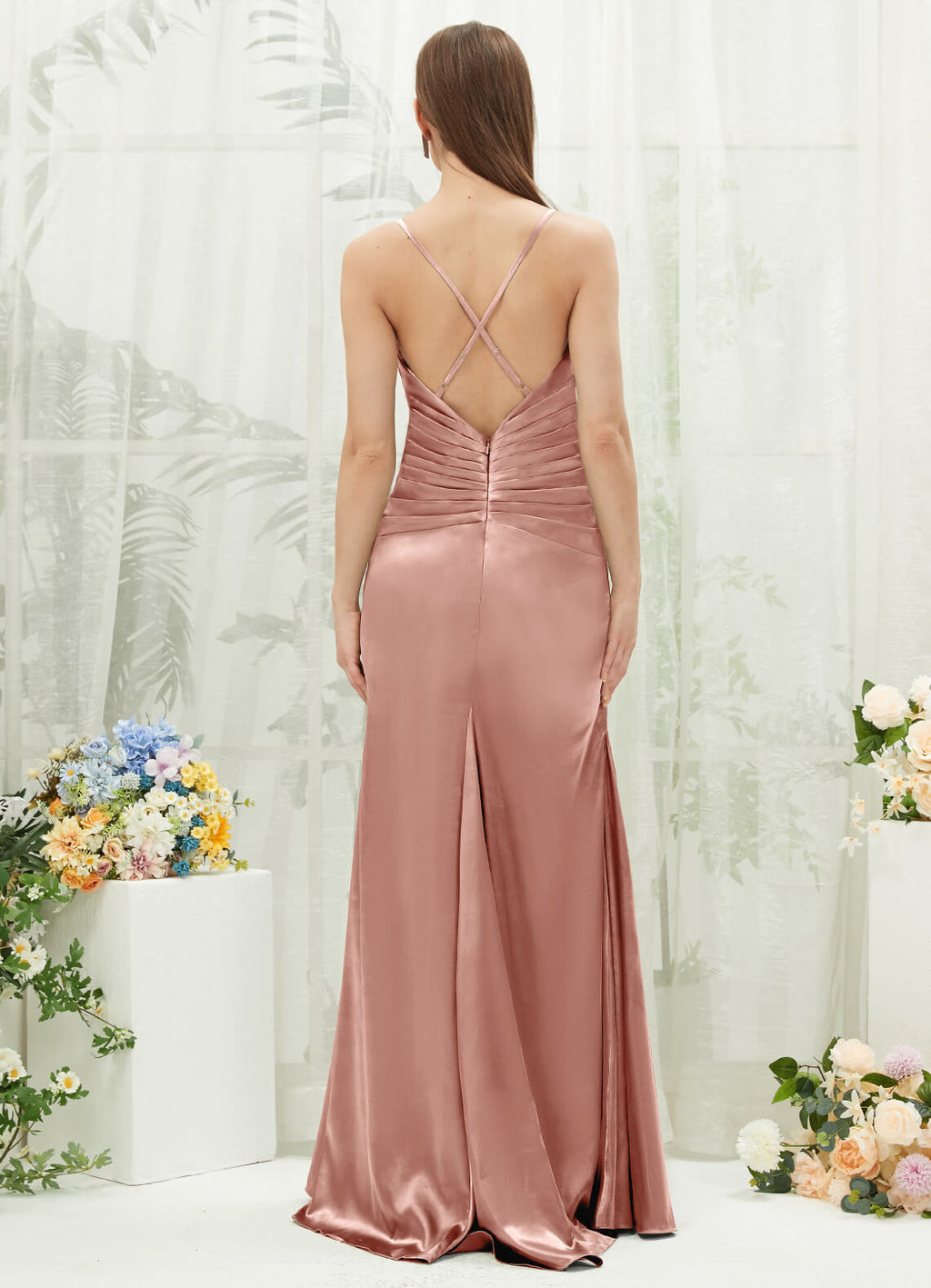 NZBridal Satin bridesmaid dresses CA221470 Rory Dusty Pink a