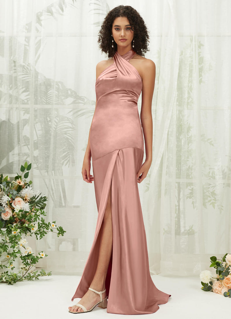 NZBridal Satin bridesmaid dresses R30517 Athena Dusty Pink D