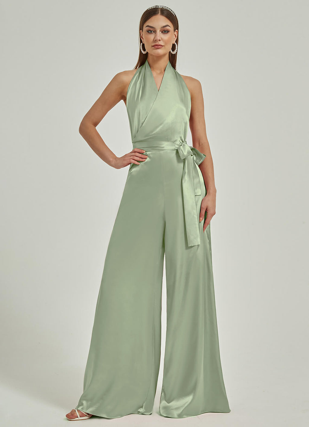 NZBridal Satin Rompers EB30S19 Poppy Sage Green a