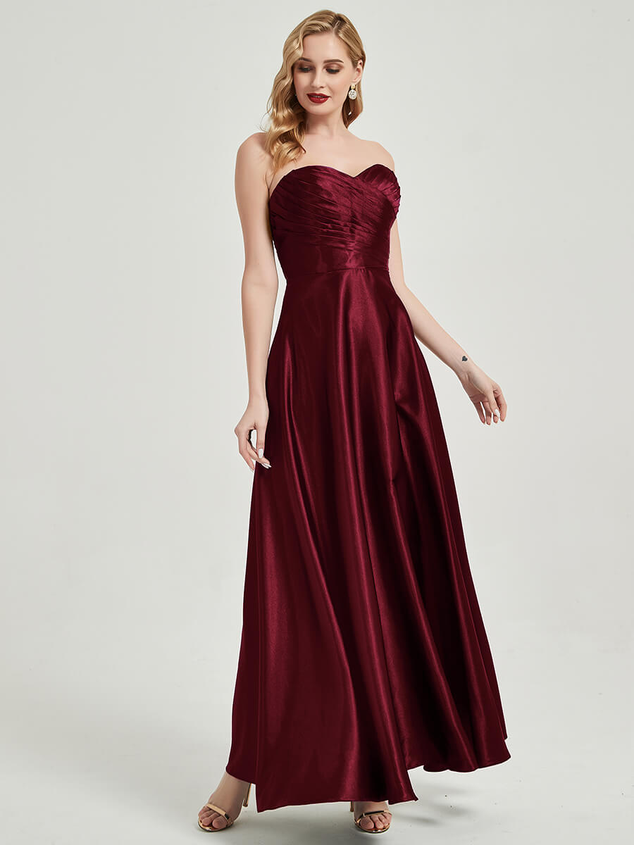 NZBridal Satin bridesmaid dresses 587XC Lillie Burgundy a