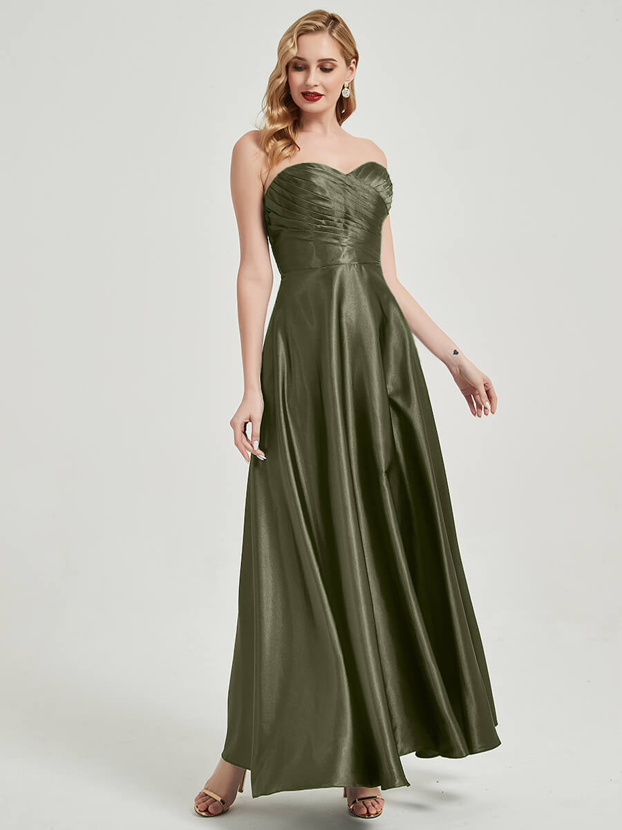 NZBridal Satin bridesmaid dresses 587XC Lillie Olive Green a