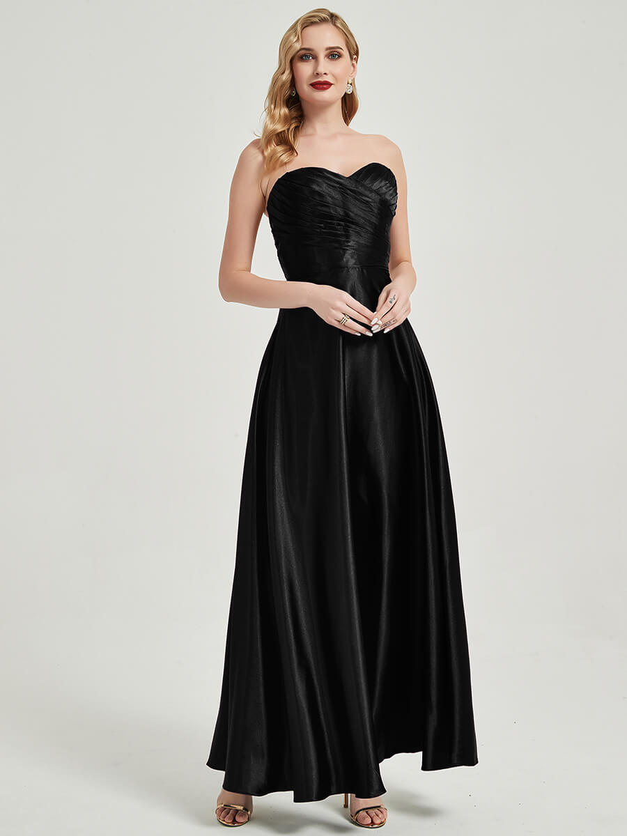 NZBridal Satin bridesmaid dresses 587XC Lillie Black a