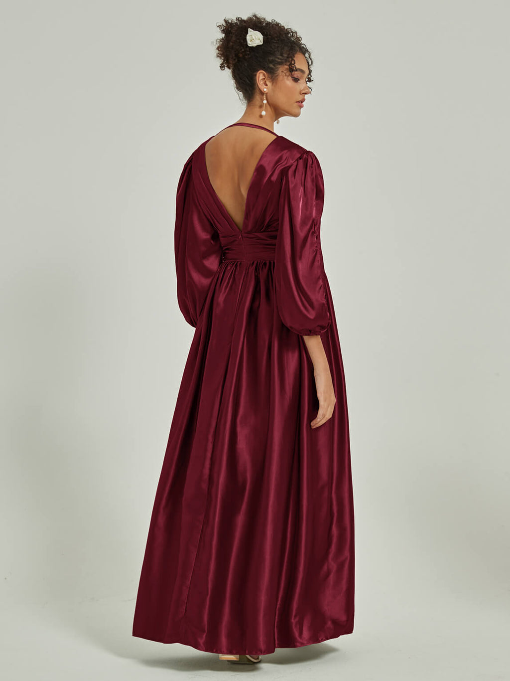 NZBridal Satin bridesmaid dresses AM31004 Josie Burgundy a