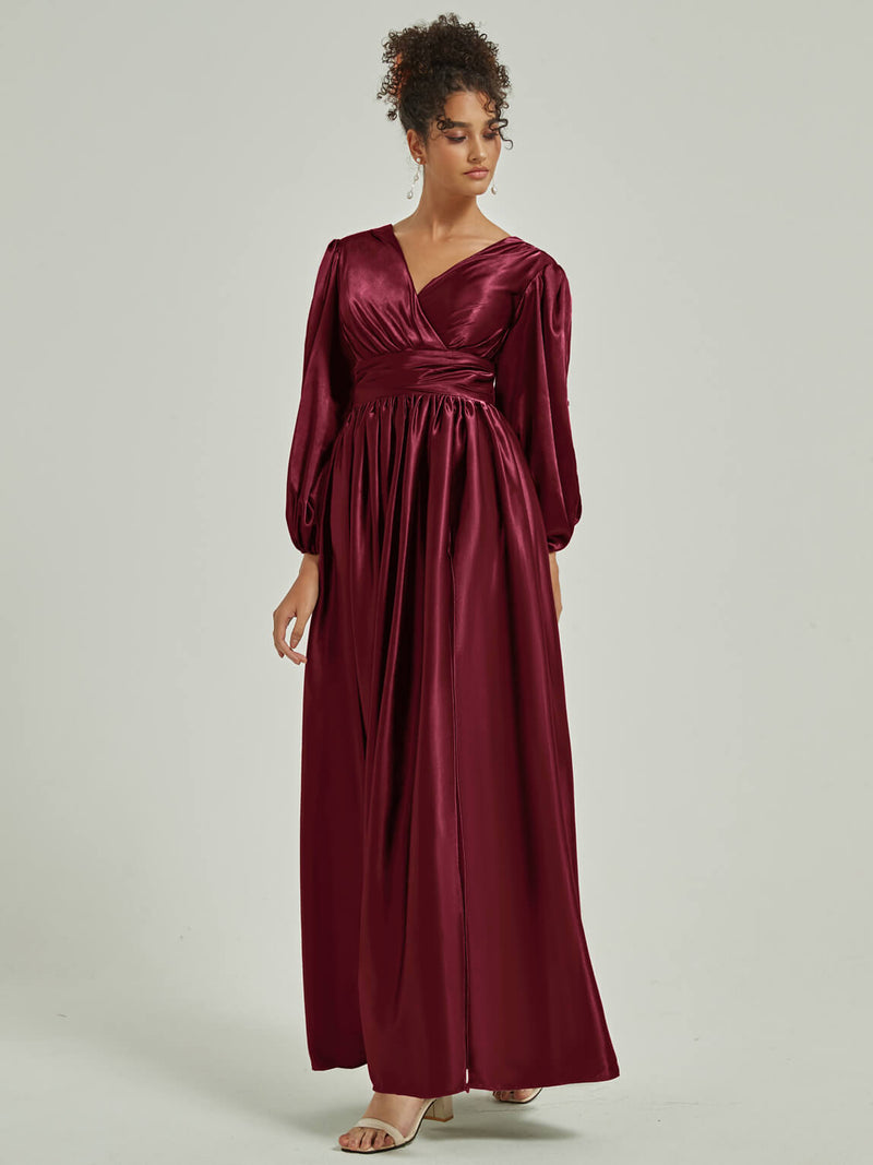 NZBridal Satin bridesmaid dresses AM31004 Josie Burgundy c