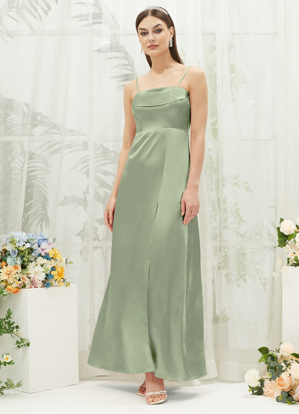 NZBridal Satin bridesmaid dresses BG30212 Mina Sage Green a