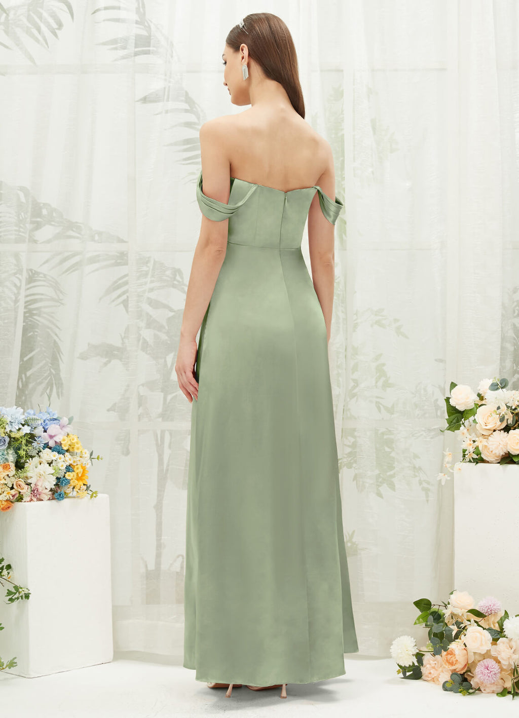 NZBridal Satin bridesmaid dresses BG30212 Mina Sage Green a