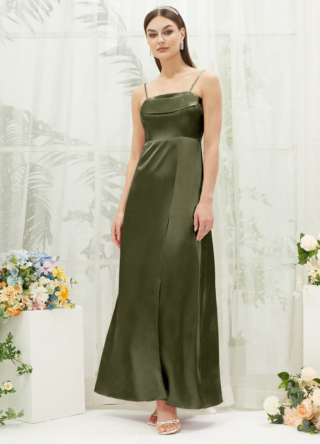 NZBridal Satin bridesmaid dresses BG30212 Mina Olive Green a