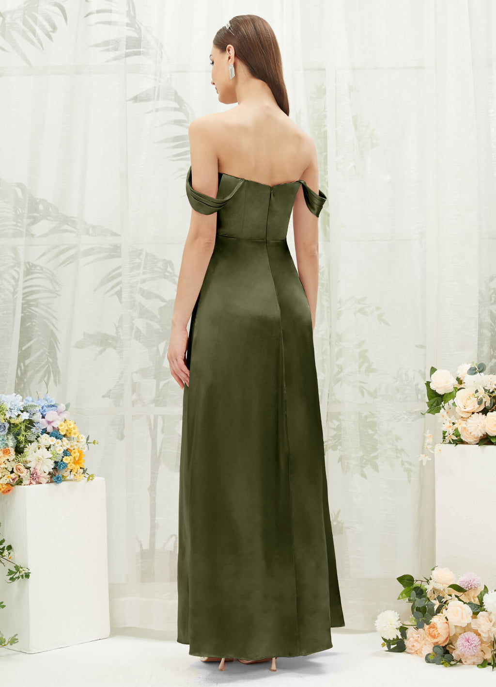 NZBridal Satin bridesmaid dresses BG30212 Mina Olive Green a