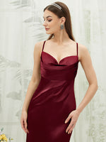 NZBridal Satin bridesmaid dresses CA221470 Rory Burgundy details