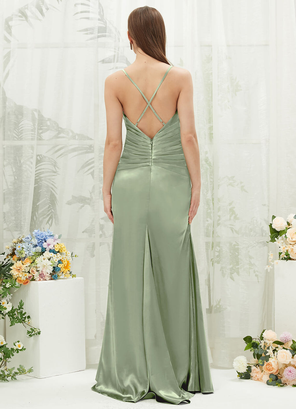 NZBridal Satin bridesmaid dresses CA221470 Rory Sage Green a