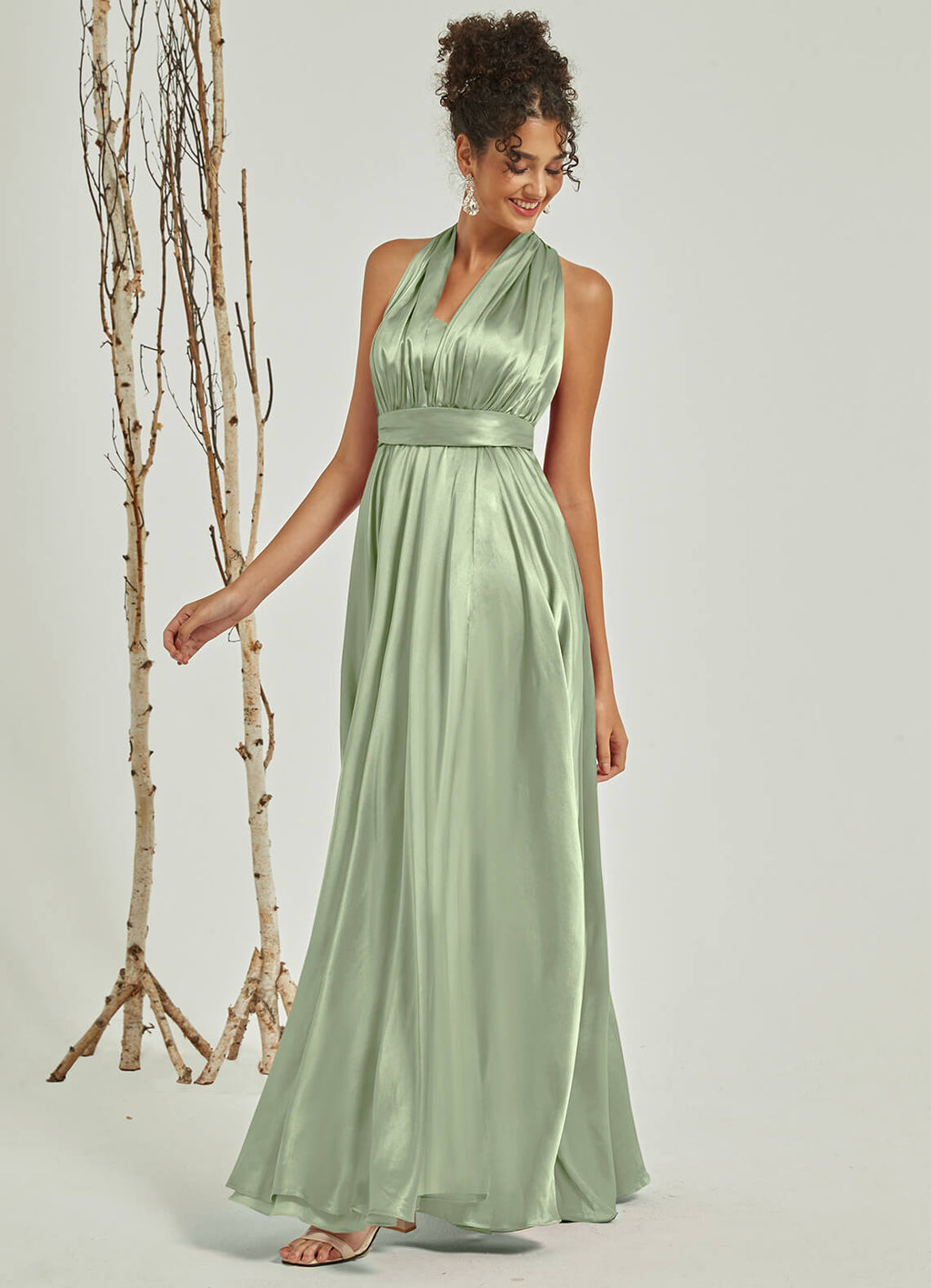 NZBridal Satin bridesmaid dresses JS30218 Winnie Sage Green g1