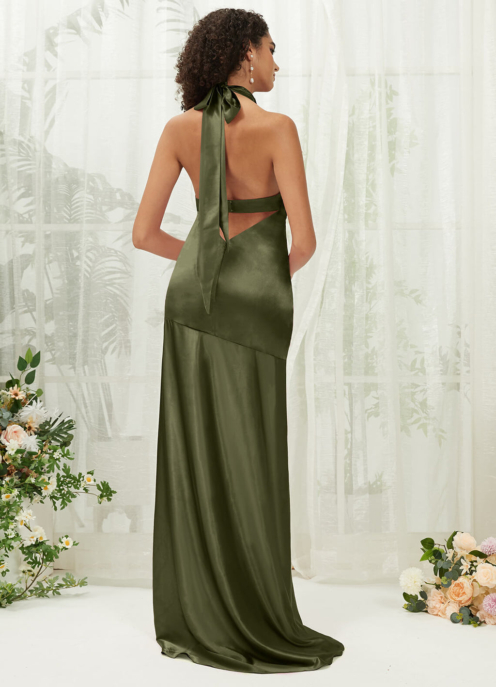  NZBridal Satin bridesmaid dresses R30517 Athena Olive Green a