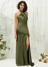  NZBridal Satin bridesmaid dresses R30517 Athena Olive Green c