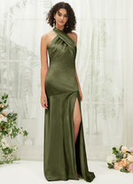  NZBridal Satin bridesmaid dresses R30517 Athena Olive Green c