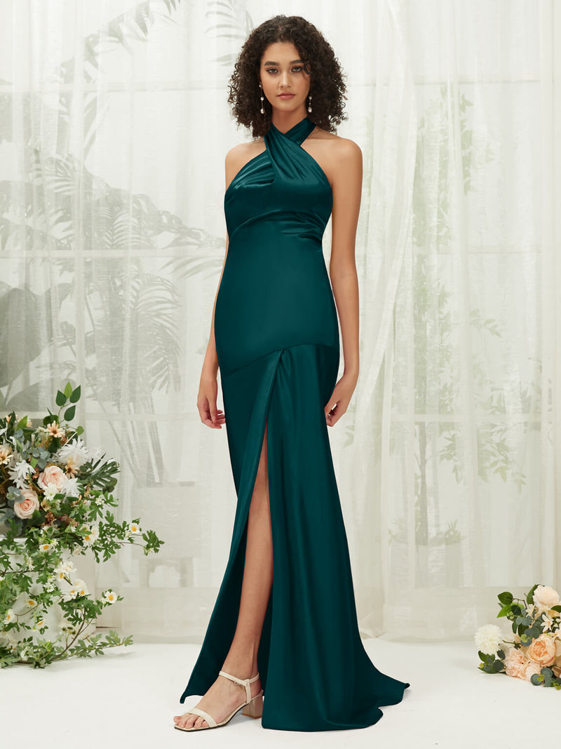 NZBridal Satin bridesmaid dresses R30517 Athena Peacock d