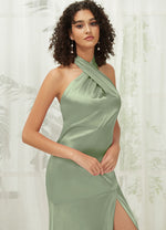 NZBridal Satin bridesmaid dresses R30517 Athena Sage Green detail